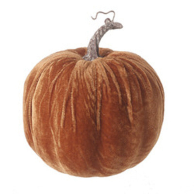 Add a sumptuous large dark burnt orange velvet plush pumpkin in a rich rust colour to your home to create a luxury Halloween or autumnal scheme.  Also available in different colours. Size 15 x 15 x 20cm
